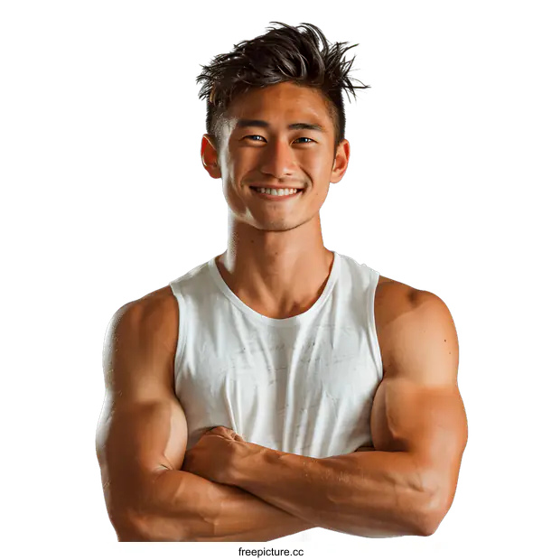 [Transparent Background PNG]Portrait of a young Asian man smiling