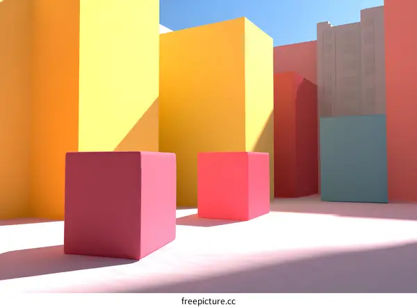 Colorful Abstract Geometric Shapes  3D Illustration