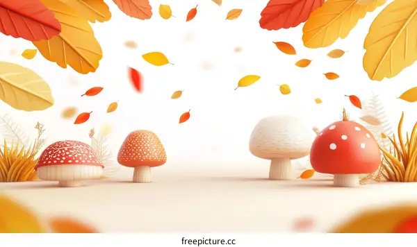 Autumnal Mushroom Forest Illustration