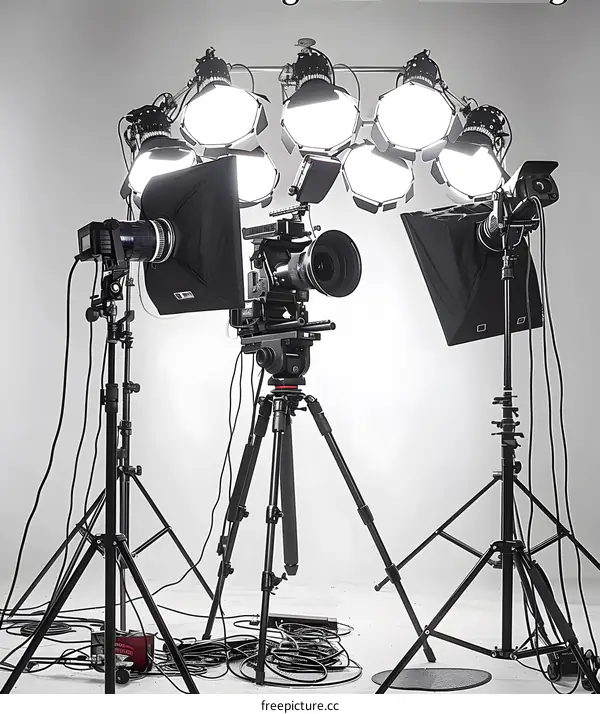 Professional Video Production Studio Setup with Lighting and Camera