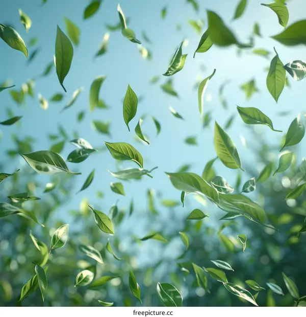 Green Leaves Falling with the Wind