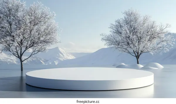 Winter Scene Snowy Display Podium