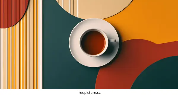 Abstract Coffee Cup on Colorful Background