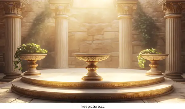 Ancient Sunlit Temple Altar Illustration