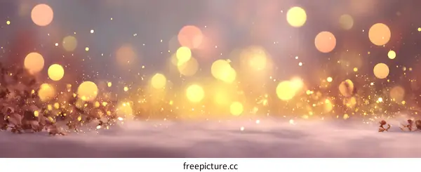 Warm Festive Bokeh Background with Golden Lights