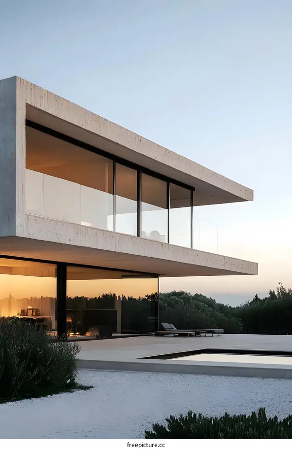 Modern House with Swimming Pool and Large Windows