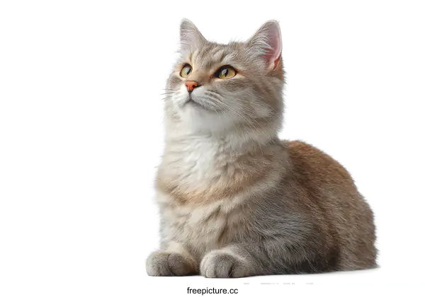 [Transparent Background PNG]Cute Grey and Brown Cat Looking Up