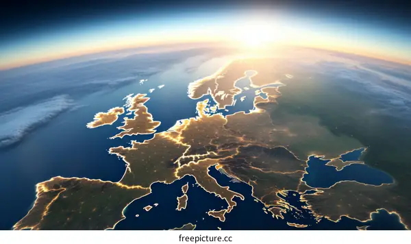 Europe from space showing city lights