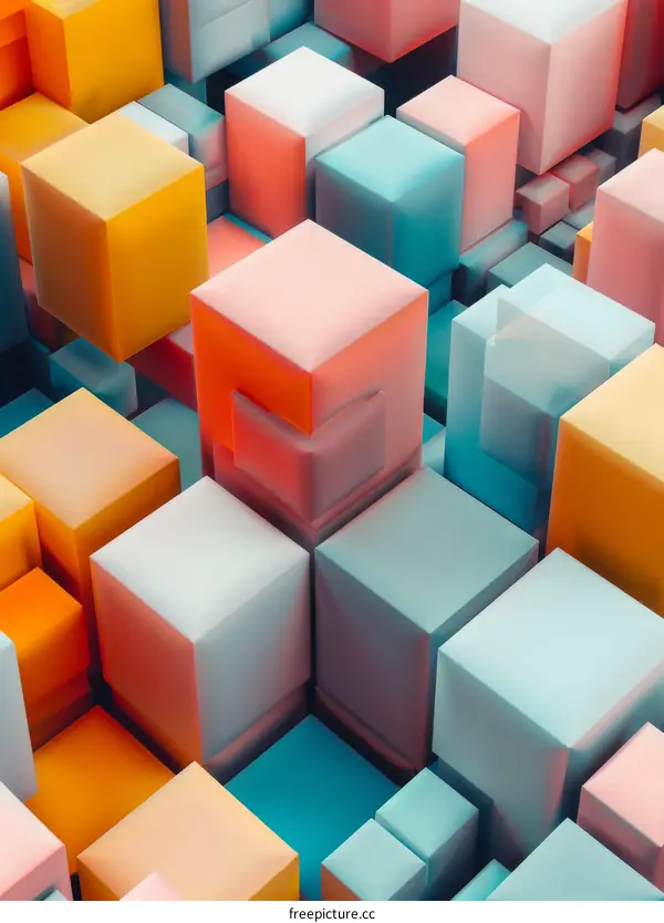 Colorful 3D Cubes Abstract Geometric Background
