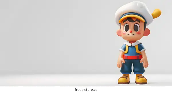 3D cartoon character of a boy wearing a hat