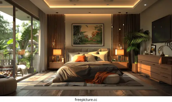 Modern Bedroom Interior Design with Tropical Accents