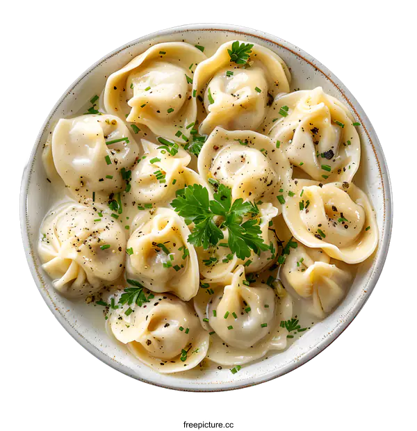 [Transparent Background PNG]dumplings in broth with parsley