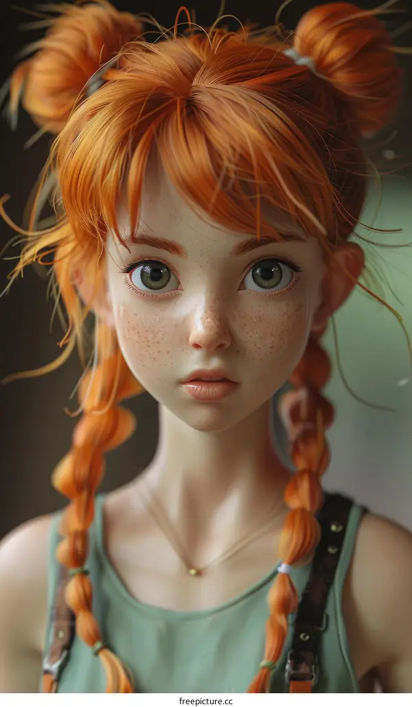 Portrait of a Redhead with Green Eyes