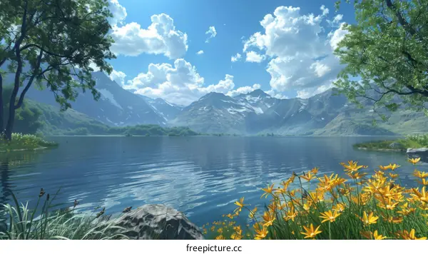 Summer Mountains and Lake