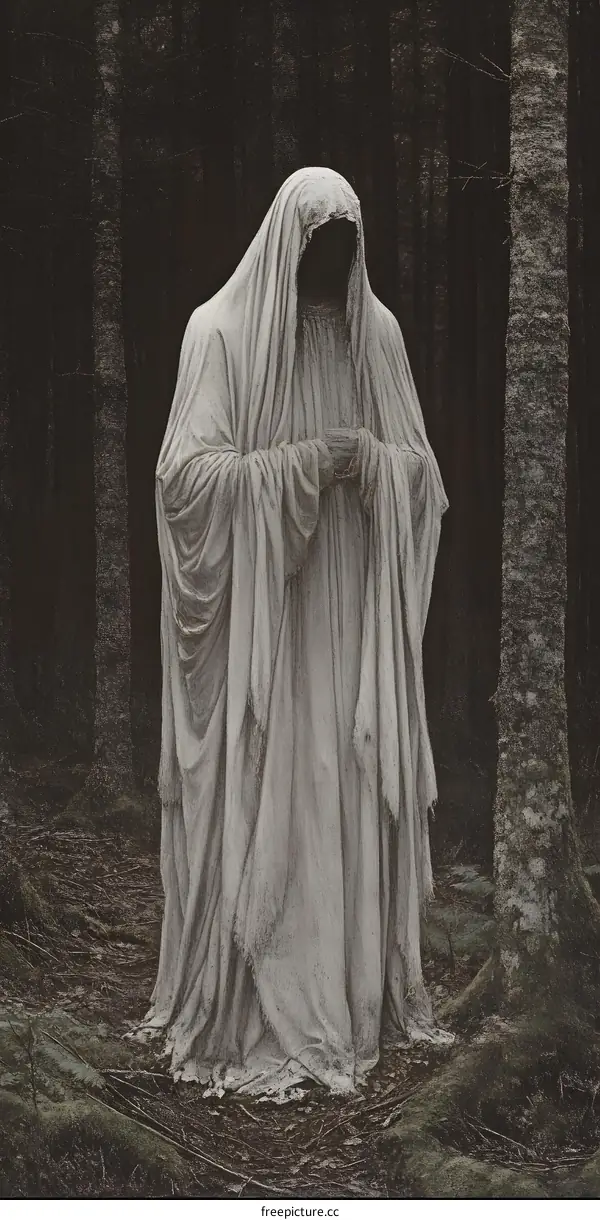 Dark Figure in a Forest Illustration