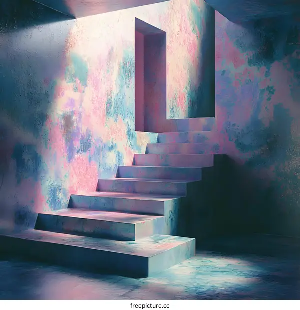 Abstract Staircase With Rainbow Colors