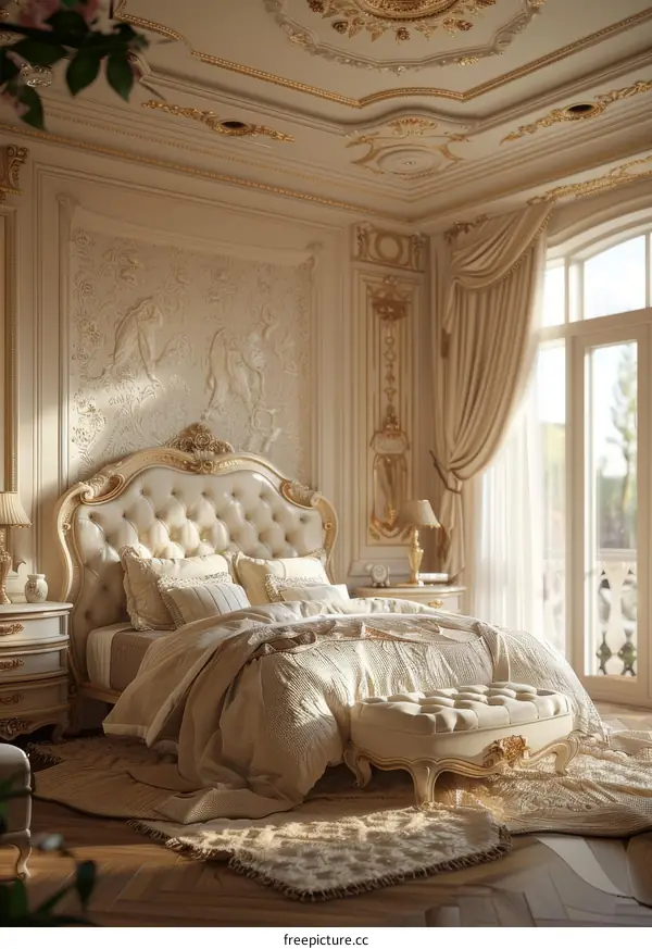 Luxurious Elegant Beige Bedroom Interior Design