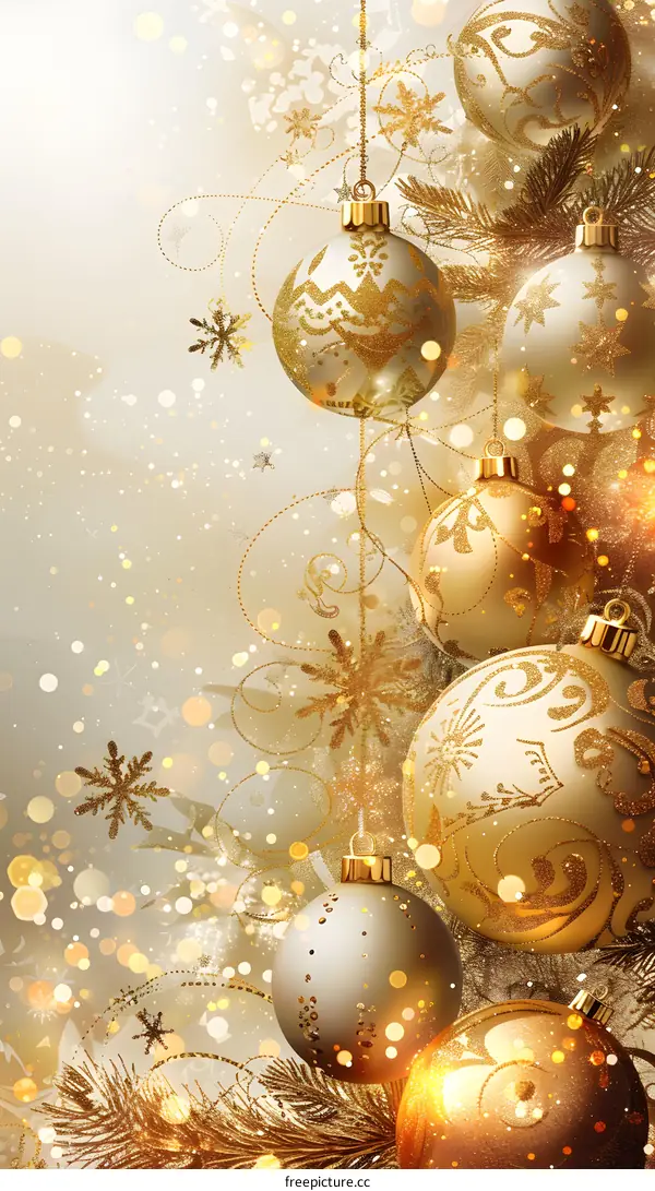 Christmas, baubles, decorations, ornaments, balls, snowflakes, lights, background