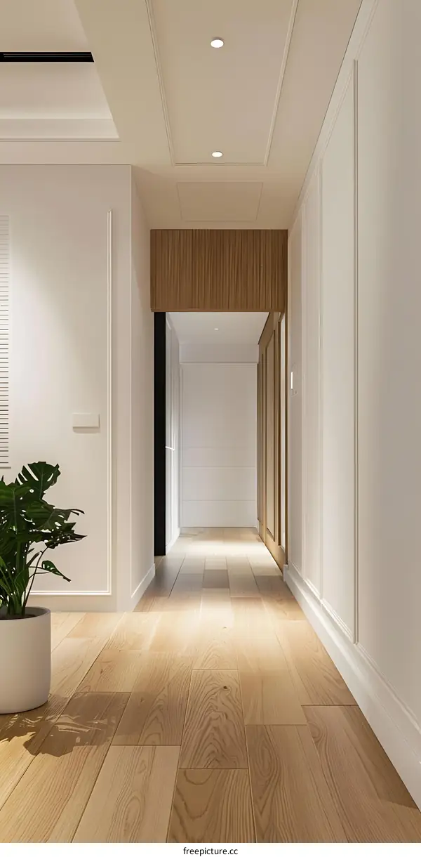 Minimalist Interior Design White Wall Hallway