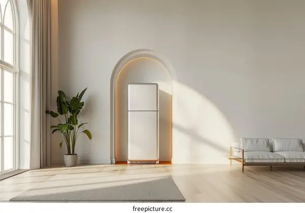 Modern Living Room with Large Arched Niche