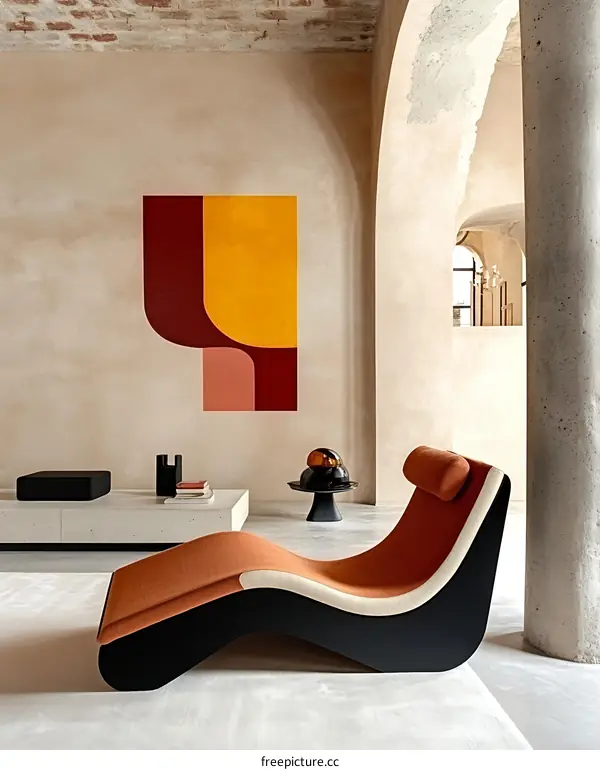 Modern Interior Design with Orange Recliner