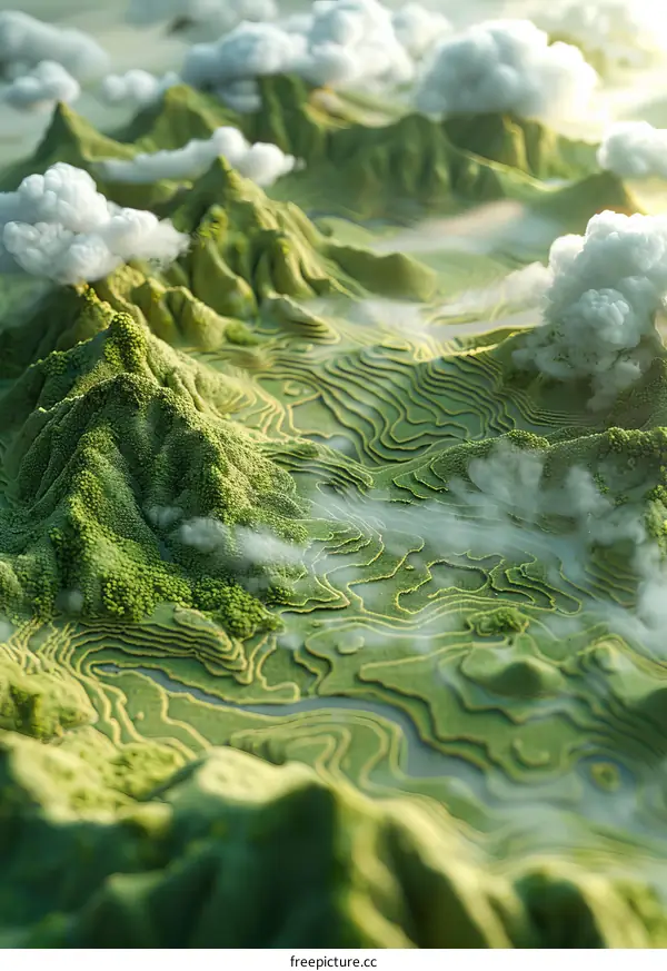 Green Mountain Landscape Illustration