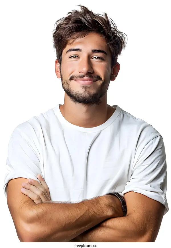 Portrait of a young man with brown hair and beard