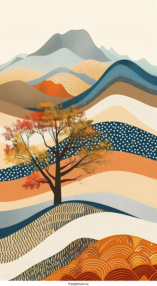 Abstract Landscape With Autumn Tree