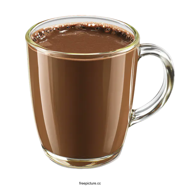 [Transparent Background PNG]Delicious Hot Chocolate in a Glass Mug