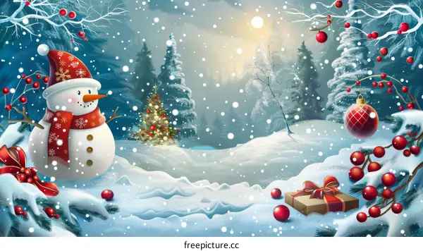 Christmas Snow Scene Illustration
