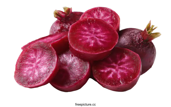 [Transparent Background PNG]Sliced Deep Purple Beetroot Root Close-up