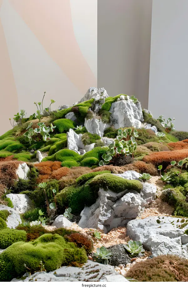 Green Mossy Rocks Indoor Wall Decoration