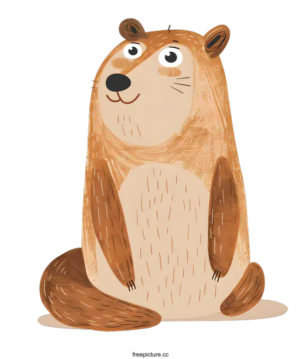 [Transparent Background PNG]Cute Cartoon Brown Bear Sitting Illustration