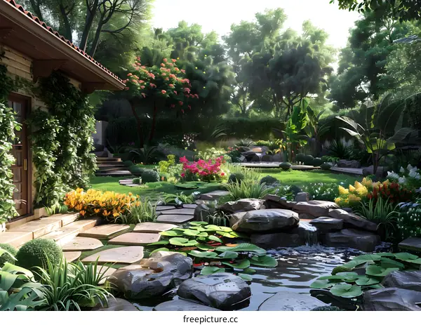 A lush garden landscape design