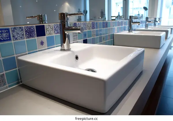 Modern Bathroom Sinks with Colorful Tiles