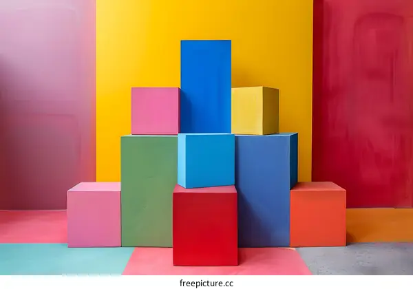 Colorful Cubes Abstract Art Background