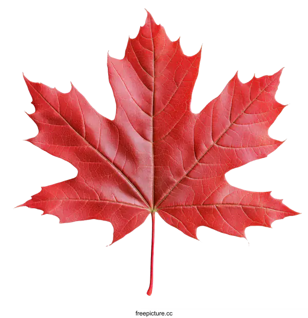 [Transparent Background PNG]Vibrant Red Maple Leaf Close-up