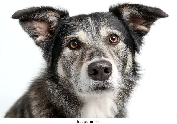 Close-up Portrait of a Gray and Black Dog