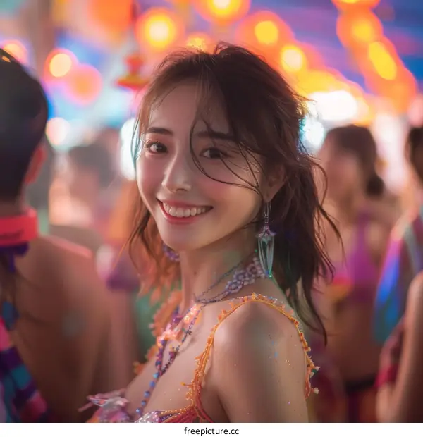 Asian woman with long dark hair smiling at the camera