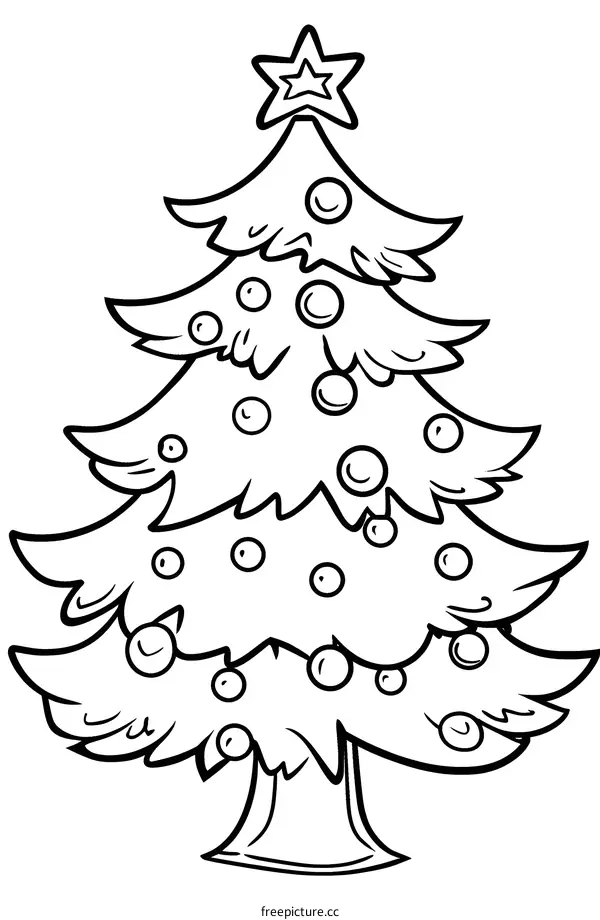 Christmas Tree Coloring Page for Kids