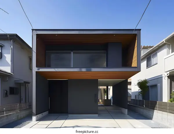 Modern Black and Wood House Facade
