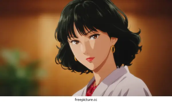 Anime female portrait with short hair