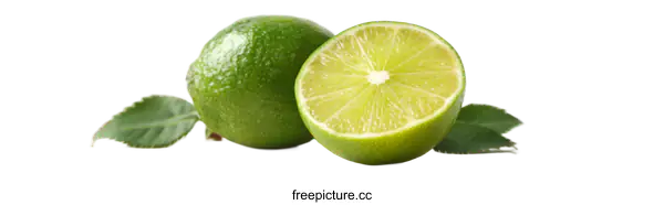 [Transparent Background PNG]Fresh Limes with Leaves on White Background