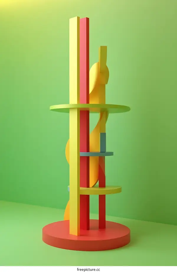 Abstract Colorful Geometric Shapes Minimalist 3D Illustration