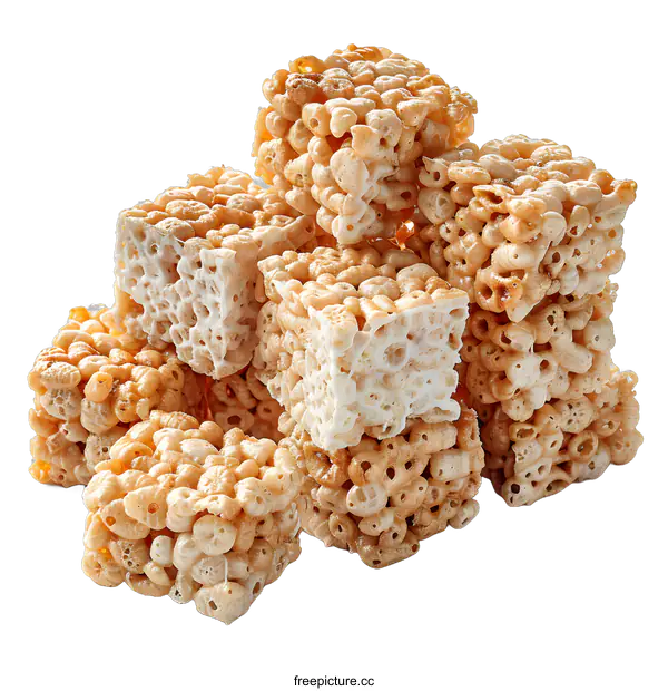 [Transparent Background PNG]Puffed rice cubes on white background