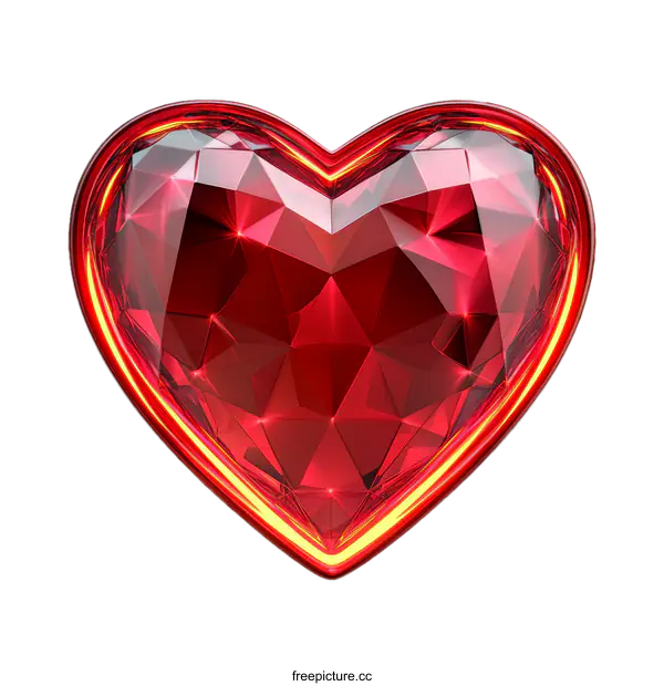 [Transparent Background PNG]Red Gemstone Heart Shape Illustration