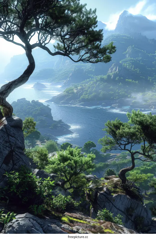 Fantasy Landscape with Sea and Mountains