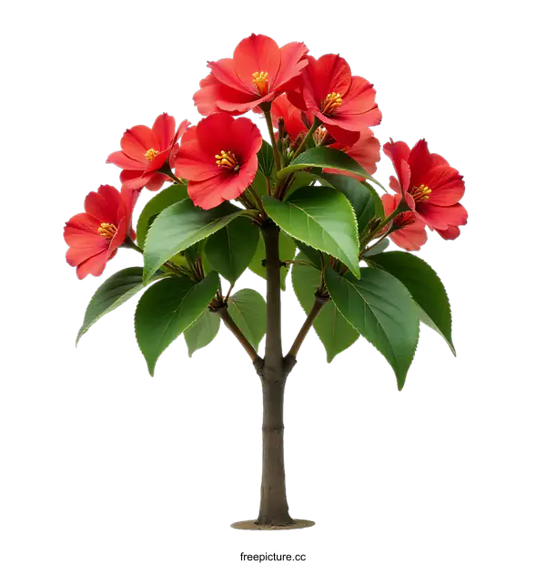 [Transparent Background PNG]Red Flower Bush on transparent background