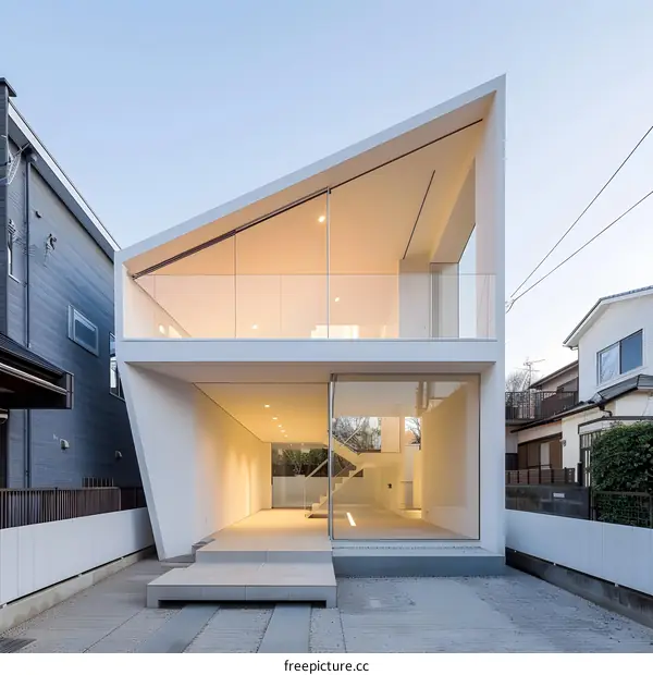 Modern White House With Large Glass Windows