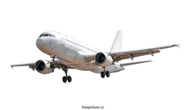 [Transparent Background PNG]White Airplane in the Sky